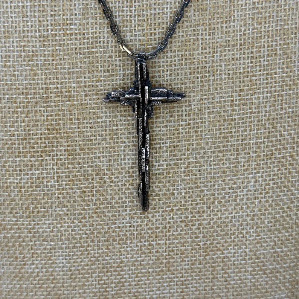 Gothic Brutalist Religious Grunge Cross Necklace Bundle Lot of 2‎ Unbranded